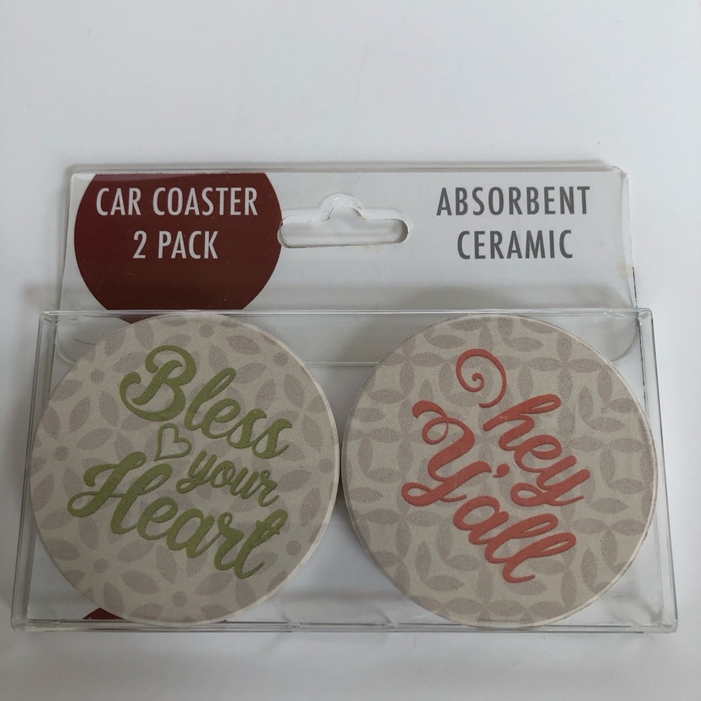 Car Coaster 2 Pack - Hey Y'all - Bless your Heart